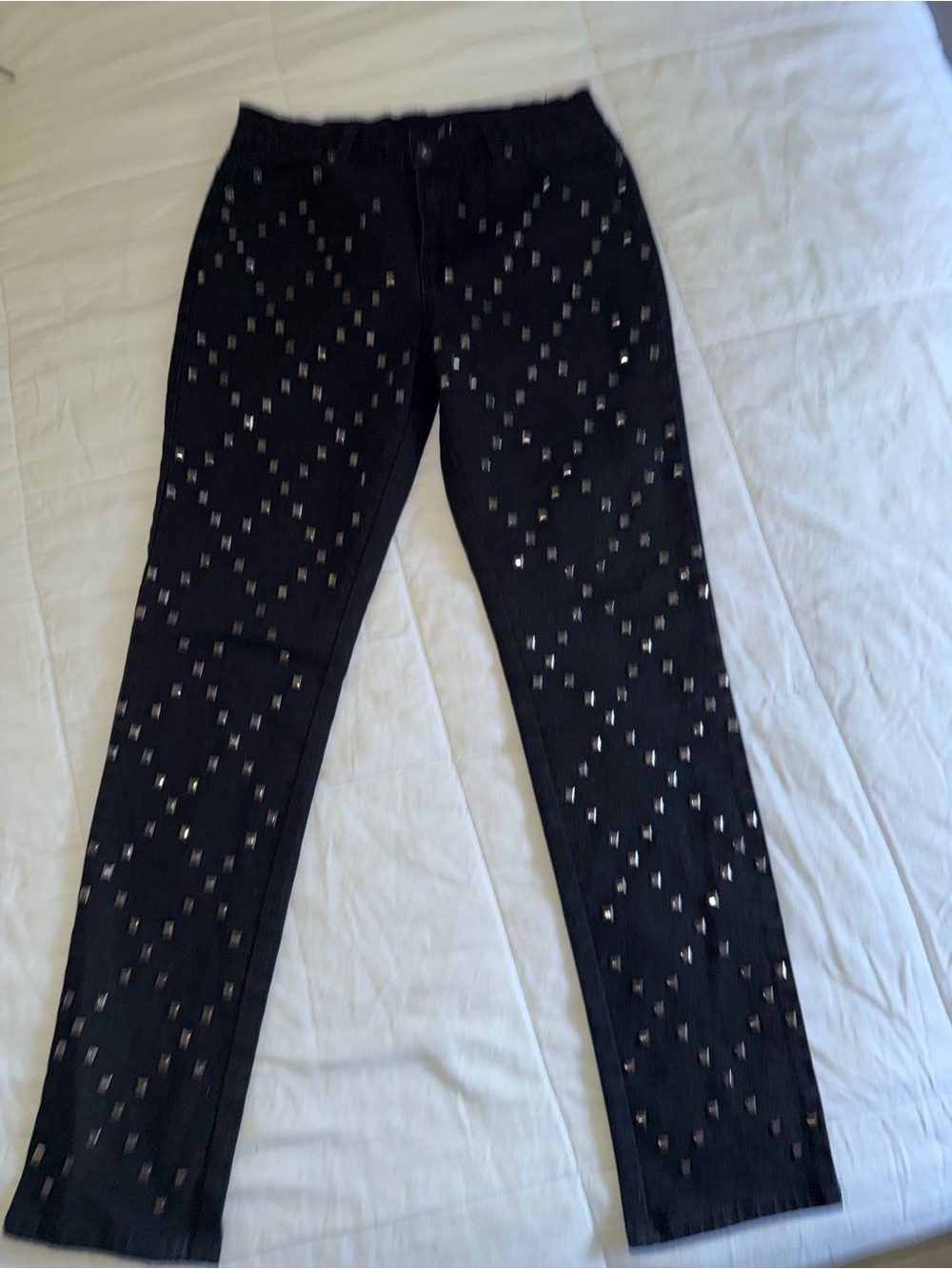 Diane Gilman Black Skinny Jeans with Silver Studs
